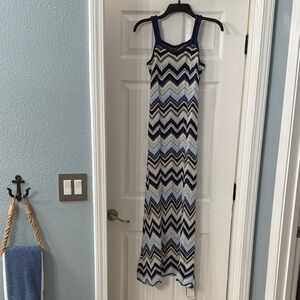 Zigzag Pattern Sleeveless Maxi Dress